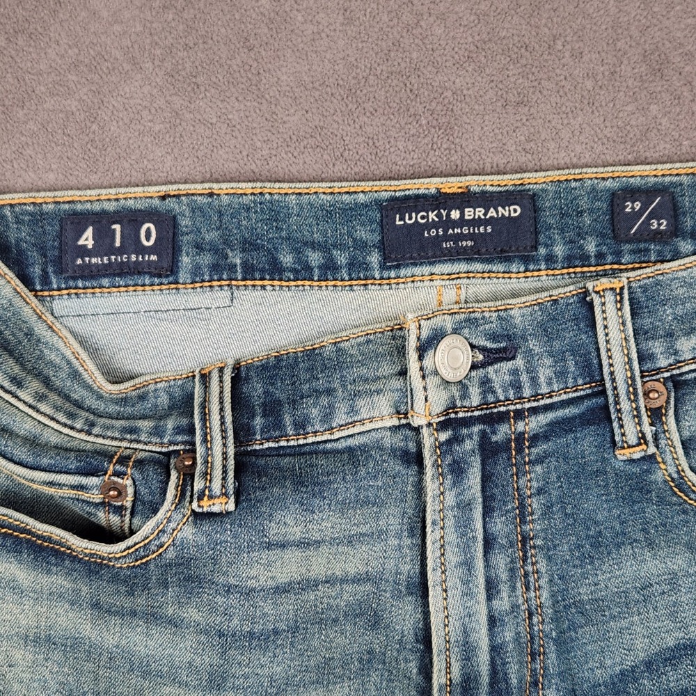 Lucky Brand 410 Athletic Slim Jeans Mens 29x32 Blue Medium Wash Denim 7M12409 - Picture 3 of 10
